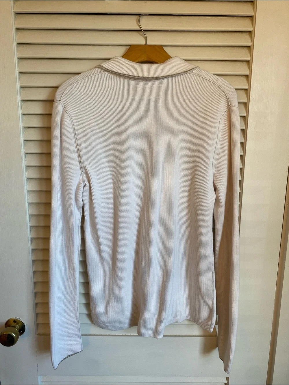 Banana Republic Cream Ribbed 100% Cotton Quarter-Zip Sweater